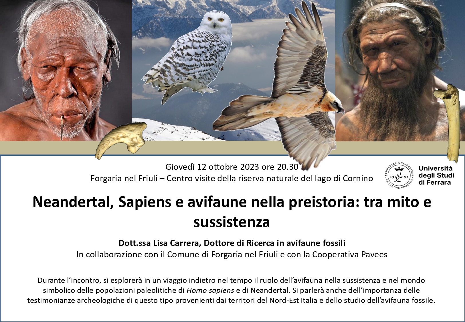 Neandertal, Sapiens e avifaune nella preistoria: tra mito e sussistenza